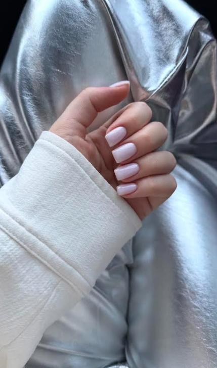Soft white manicure